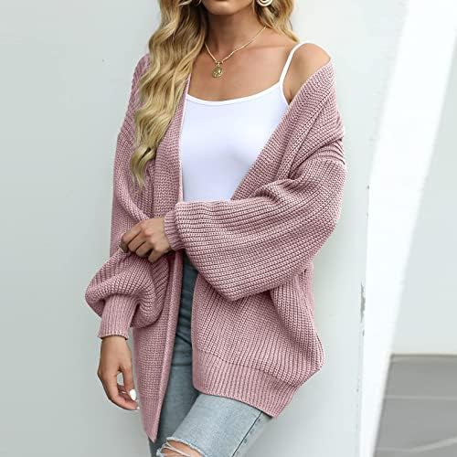 Женска зимска облека 2022 обична лабава цврста боја со долга ракав кардиган џемпер врвни палта за надворешни работи