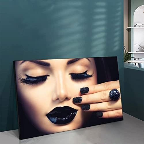 Постери за убавина и уметност за нокти салони за украсување на црни кармини за кармини трепки модни постери wallидни уметнички слики платно