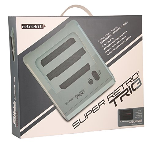 Ретро -битен Супер ретротерио - Конзола - NES/SNES/Genesis - 3 -во -1 систем - Сребрена/црна