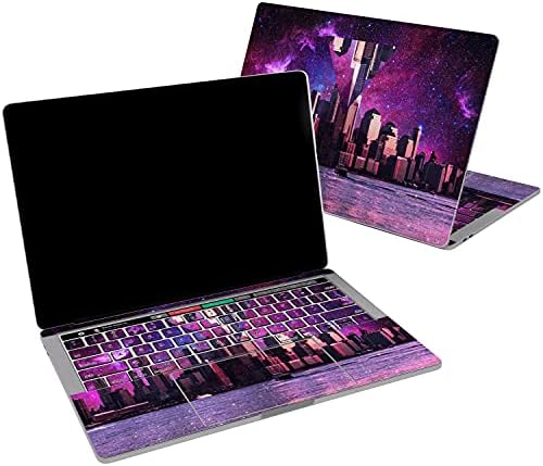 Lex Altern Vinyl Skin компатибилен со MacBook Air 13 Inch Mac Pro 16 Retina 15 12 2020 2019 2018 Апстракт хипстер Сити виолетова геометрија