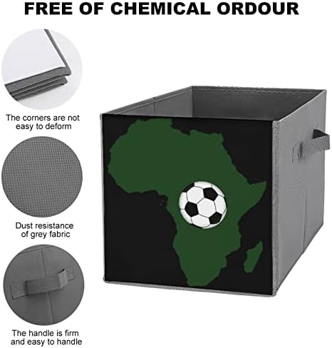 Африка Фудбал Склопувачки Коцки За Складирање Ткаенини Кутија 11 Инчни Преклопливи Канти за Складирање Со Рачки