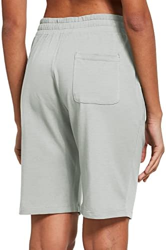 Балаф женски Бермуда шорцеви долги памучни летни летни колени должина на коленото влечење на салон за вежбање шорцеви со џебови