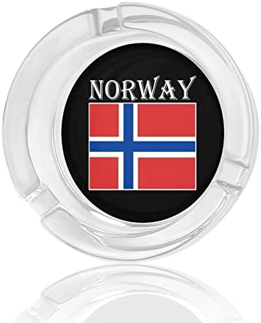 Норвешка знаме стаклена пепелска тркалезна цигари од држач за фиока за пепел за украси за внатрешни работи