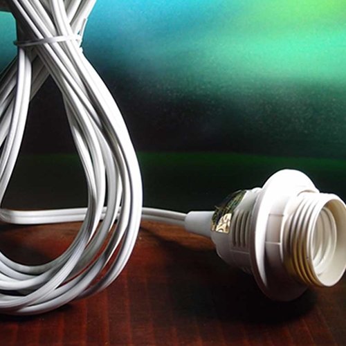 Електричен кабел за фенери, единечен штекер, 11 стапки, затворен, бел