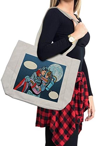 Романтична торба за купување на Амбесон, астронаут двојка во loveубов на вinesубените Денот на вinesубените Небесна наука за поп-поп-уметност