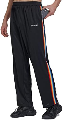 Juethree Mens Sweatpants со џебови со патенти отворено дно атлетски панталони за тренинг, трчање, обука, џогирање, салата