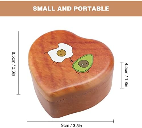 Пријатели на јајце и авокадо гроздобер дрвена часовна музичка кутија музичка кутија во форма на срцеви подароци за семејни пријатели