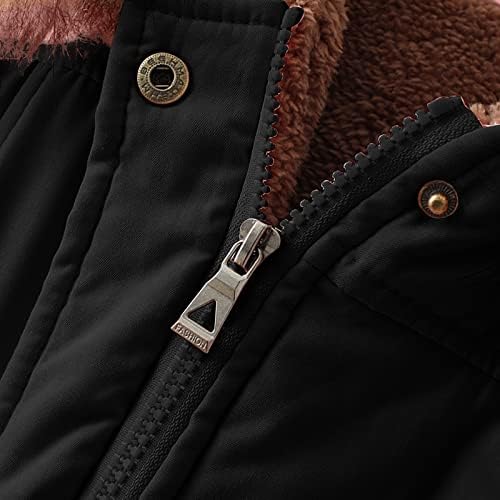 Обична туника излегува дами за надворешна облека Зимска јакна со долг ракав со капа со целосна патент со крзно, поставено вклопување светло
