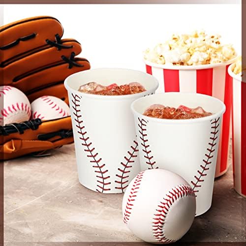 100 пакувања со тематски чаши за хартија за партии 9 унци хартија безбол чаши за бејзбол забава што ги обезбедува украси за бејзбол забава фаворити