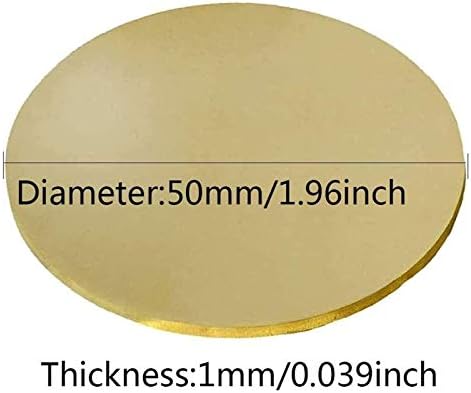Nianxinn месинг со тркалезна плоча со лим H62 Brasp Bapper Lease Diameter 50mm/1. Дебелина од 96 инчи од 0,8-2мм чаршафи)