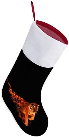 Фламинг тигар Божиќни чорапи порибување на Божиќни дрво украси за санта виси украси за одмор на камин 16,5 “
