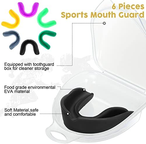 6 парчиња спортски стража за уста за деца, атлетска уста за боксерски фудбал хокеј карате кошарка