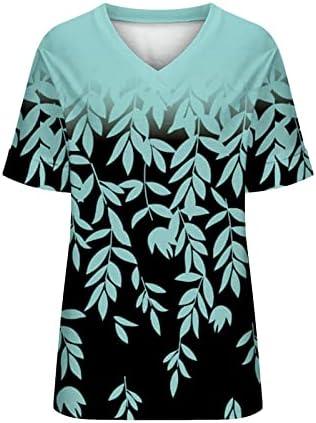 Maseенски блузи мода 2023 пролетно летно плажа обичен принт лабава маица со кратки ракави Топ блузи