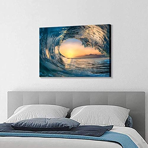 Океански бран со зајдисонце Seascape уметнички дела за сликање на 2 парчиња