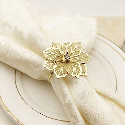 WODMB 10 парчиња цвеќиња од салфетки прстени метални златни салфетки токи салфетка прстен држач хотел ресторан свадбена венчавка западна