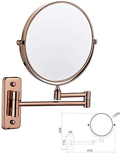 Огледало за шминка на Ринил 8-инчен двострано огледало за вртење на wallидот, проширувајќи го огледалото за бричење на бањата
