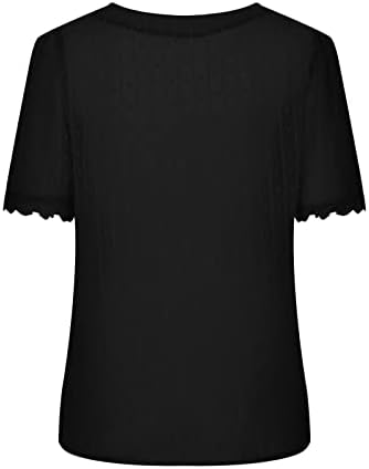 Маичка за женски кратки ракави швајцарски точки печати обична модна кошула цврста боја тенок тенок брчки без летни врвови на врвови