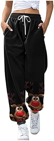 Женски Божиќни џемпери џогери удобни еластични половини редовни широки панталони