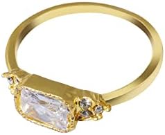 Циркон моден накит бел прстен камен светло за жени прстен ангажиран накит прстени со средни прстени