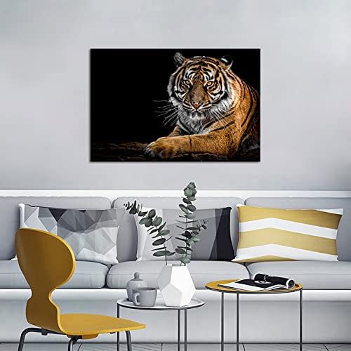 Tiuauit диво животно платно wallидна уметност тигар Слика на темна позадина А жестокост кралски бенгал тигар слики врамени современа уметност за
