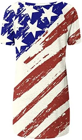 Americanенски американски знаме Туника Топ лето лето -летен случај со кратки ракави со кратки ракави, маички за печатење на блузи