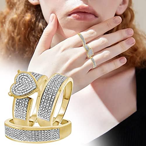 2023 Нови дами пенливи дијаманти целосен дијамантски двоен дијамантски сет прстен ветувачки прстен сет цирконија прстен прстен прстен два