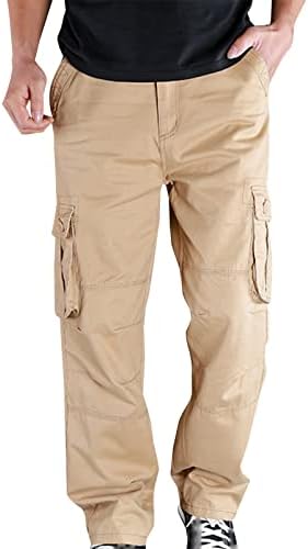 Баскувиш карго панталони за мажи опуштени вклопени работни панталони со повеќе џебни панталони на отворено работа пешачење за џемпери, обични