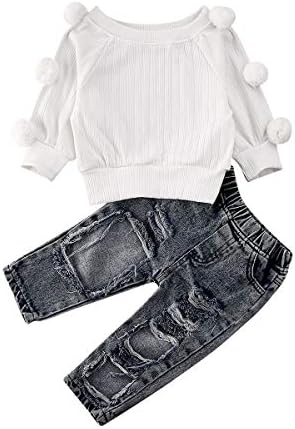 Fiomva дете Детско девојче девојче Пролетно есенско облекување Трака за маичка со маички + панталони Панталони хеланки 2 парчиња сет