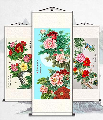 Zzooi кинески стил пеперутка божрка цвеќиња wallидни декорации висат на сликање свила, сликање на среќа фенг шуи подароци