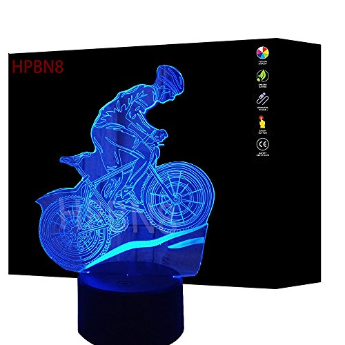 3Д велосипед ноќно светло илузија ламба 7 промена на бојата LED допир USB табела подарок деца играчки украси украси Божиќни в Valentубени
