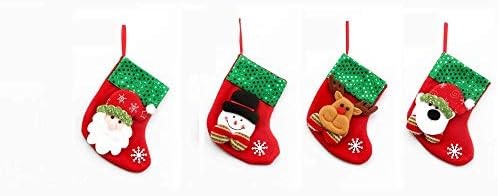 Aikenr 4 компјутери Божиќни чорапи новогодишно дрво што виси украси за порибување торба за подароци Дедо Мраз за Божиќна декорација за