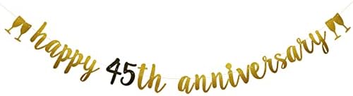 Среќен 45-Годишнина Банер, Пред-нанижани,45-Годишнината Партија Украси Материјали, Злато Сјајот Хартија Венци Позадини, Писма