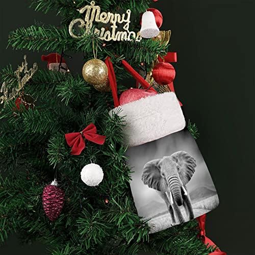 Африкански Слон Црни Божиќни Чанти Симпатична Торбичка За Чување Торбички Џеб За Подарок За Бонбони Божиќно Дрво Виси Декоративно