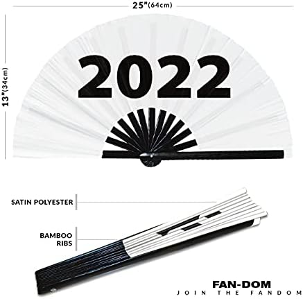 2022 Рачен Вентилатор Преклопен Бамбус Среќна Нова Година 2022 Навивачи На Рејв Рака Облека Подароци За Забави Музички Фестивал Рејв