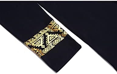 Пацин Машки Африкански Дашики Кошула Метални Цветни Печатени Тенок Фит Долги Ракави V Вратот Кошули Блуза