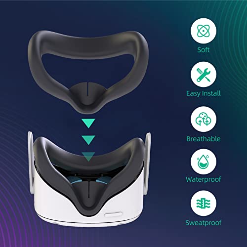 Северот на главата Sevenka за Meta Oculus Quest 2, Замена за елитната лента за слушалки VR со силиконски капак на лицето, лесни додатоци за VR, подобрена поддршка и удобност во VR, н