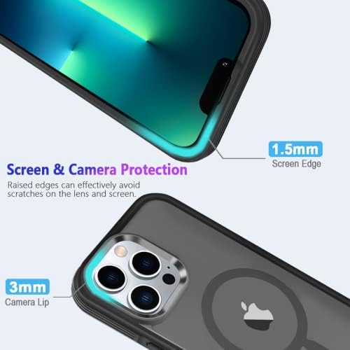 Магнетски случај за прсти за iPhone 13 Pro Max Case, компатибилен со Magsafe Hard PC солиден браник воен степен Заштита за заштита на шок, заштитен