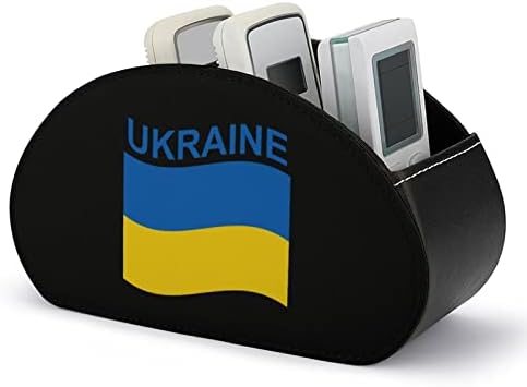 Знаме на Украина Модерен држач за далечински управувач со 5 оддели PU кожа мути-функционална канцелариска организација на табела за складирање