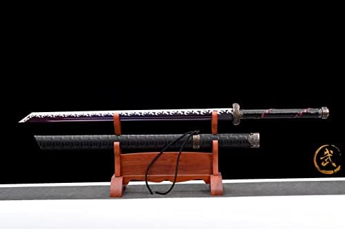 МН меч - 44 во виолетова јаглероден челик директно сечило Кинески меч Танг династија Дао Пу Кожена кожа