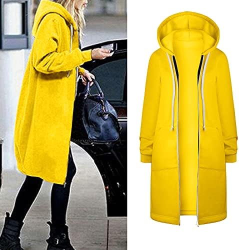 Дами топол ров палто Обичен цврст патент во боја со аспиратор со џеб со долг ракав со долг ракав, долга палто за надворешна облека