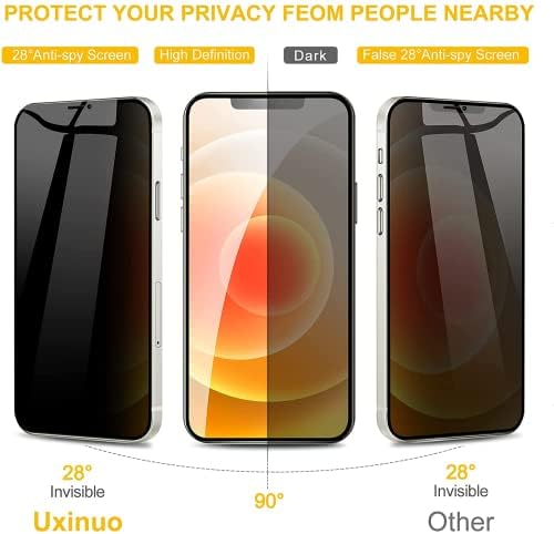 Uxinuo Заштитник На Екранот За Приватност за iPhone 12 Mini, 5.4, Премиум 4d Закривен Раб До Раб Целосна Покриеност Заштитник На Екранот