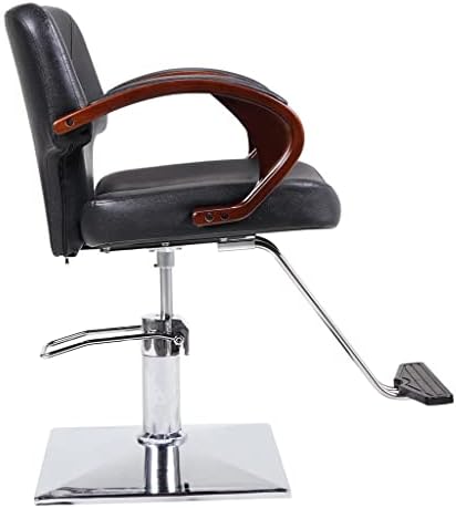 ZLBYB 360 степени вртење хидраулични бербер столче за коса салон за убавина со потпирач за рака, прилагодлива висина, црна