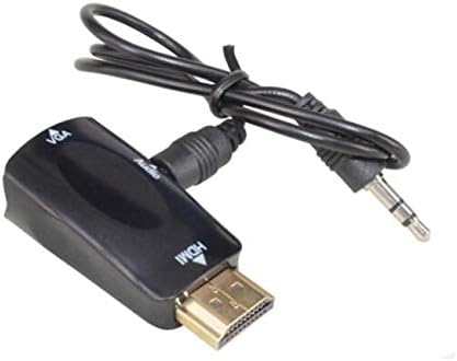 HDMI до VGA Converter, 1080p 60Hz HDMI MALE VGA Femaleенски адаптер со 3,5 mm аудио порта за компјутерски компјутерски лаптоп монитор