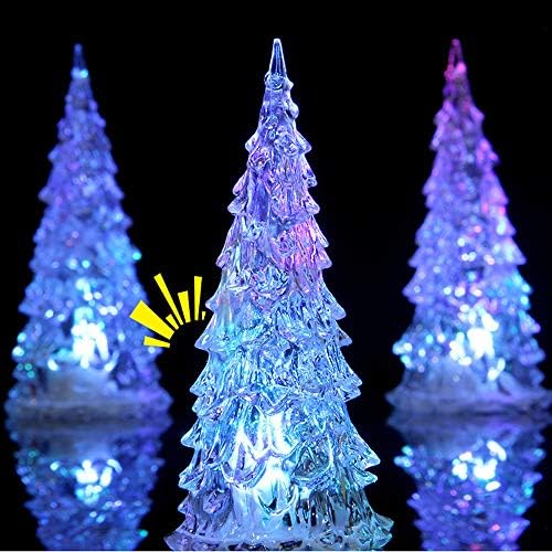 Teegui 1 парче елка предводена шарена ноќна акрилик Божиќна светлина декорација и виси светлина на ledидот предводена