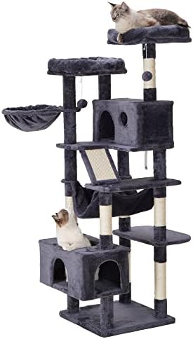 Cat-Брат Мачка Дрво, XL Пријатна Кула За Мачки, 69 Инчен Висок Кондоминиум За Мачки Со Импровизирана Лежалка, Корпа, Столпчиња