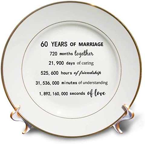3дроза 60 Години Брак 60 годишнина Од Бракот во месеци денови часови-Порцеланска Плоча, 8-инчен, 8 инчен, Бел