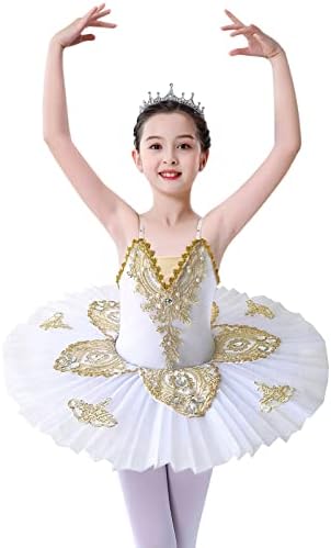 ZX Girl's Ballet Swan Lake Tutu Costume Professional Camisole Scarted Leotard Balerina Dancewear Fairy Prince Pustant Fuse
