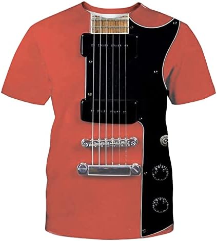 Ладни врвови ракави кратки машка машка гитара гитара летни маици печатени 3Д маж маж маичка за машка блуза