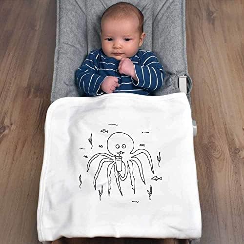 Azeeda 'октопод со пијалок' памучно бебе ќебе/шал
