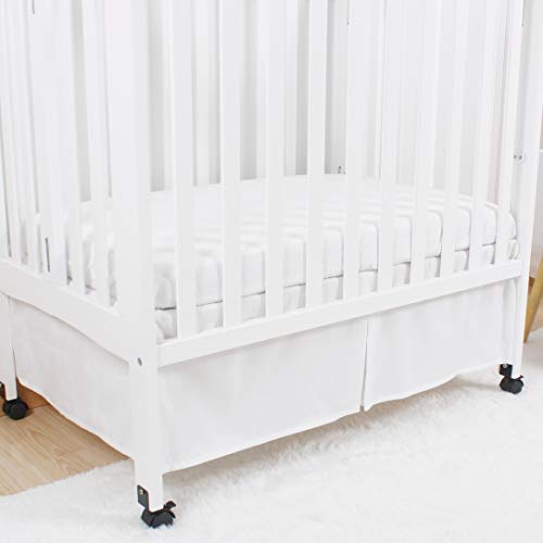 Casaja Mini Crib Scird Pleated, Silk изглед меко микрофибер бебешки кревет здолниште со трајни платформа за мини и преносни креветчиња